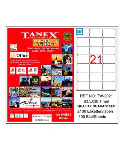 TW-2021 63,5 x 38,1 mm LASER ETİKET