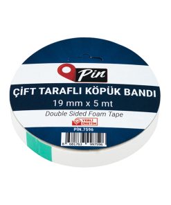 PİN ÇİFT TARAFLI KÖPÜK BANT ASKILI 5 M x 19 MM